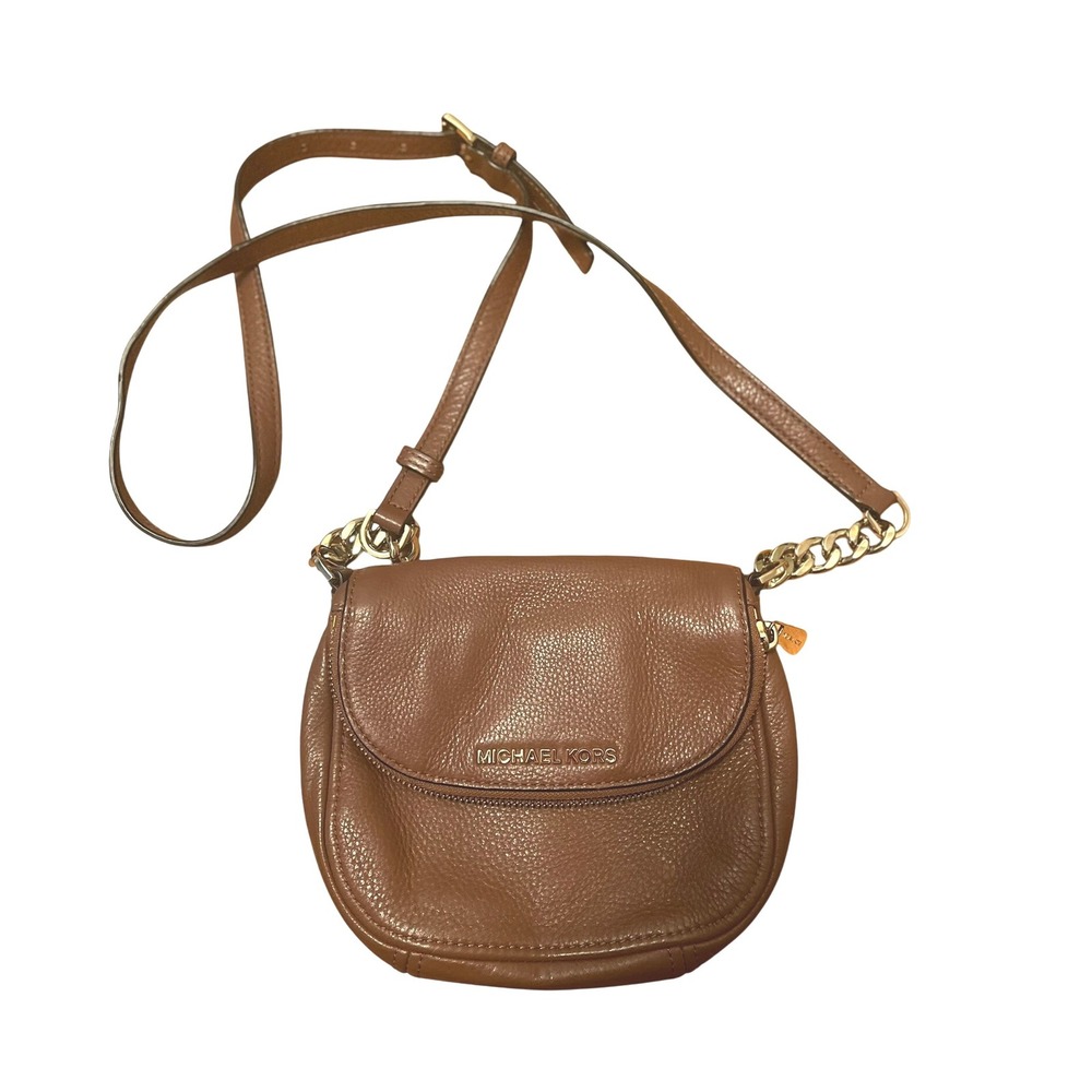 Michael Kors NWOT Bedford Flap Tan Pebbled Leather Crossbody Bag‎ - Picture 2 of 8